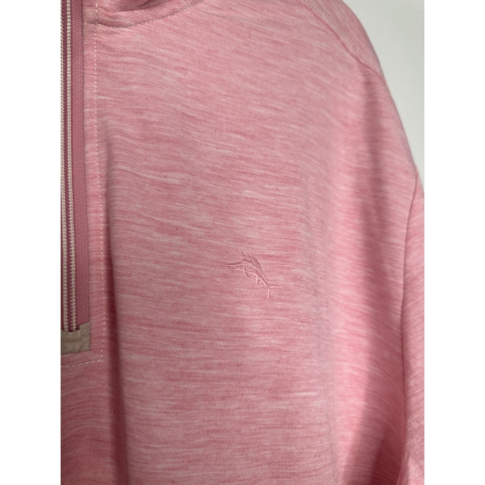 Tommy Bahama Quarter‎ Zip Pullover Size XXL Pink Long Sleeve Embroidered Logo - Picture 8 of 11
